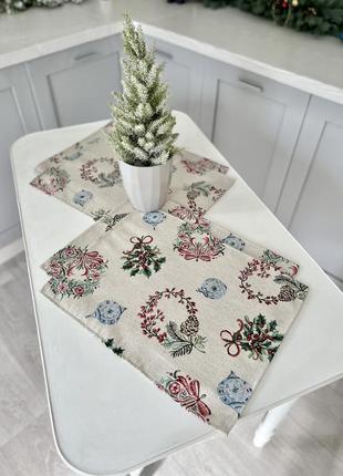 Серветка-підкладка новорічна під тарілку, гобеленова limaso1 фото