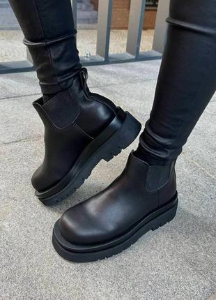 Стильные женские ботинки bottega veneta low black premium чёрные2 фото