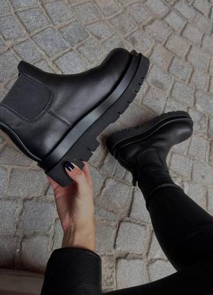 Стильные женские ботинки bottega veneta low black premium чёрные5 фото