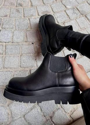 Стильные женские ботинки bottega veneta low black premium чёрные