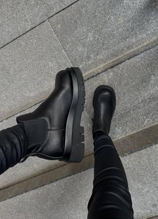 Стильные женские ботинки bottega veneta low black premium чёрные8 фото