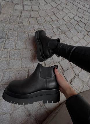 Стильные женские ботинки bottega veneta low black premium чёрные10 фото