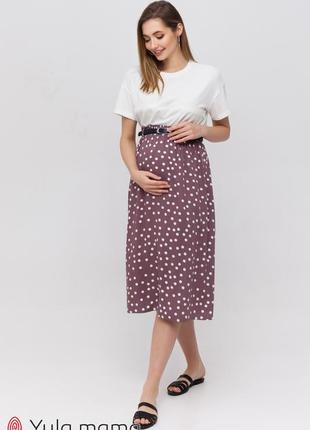Стильная юбка для беременных из штапеля с принтом2 фото