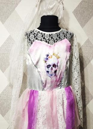 Платье невеста скелетик + фата хелловин halloween хеловин3 фото