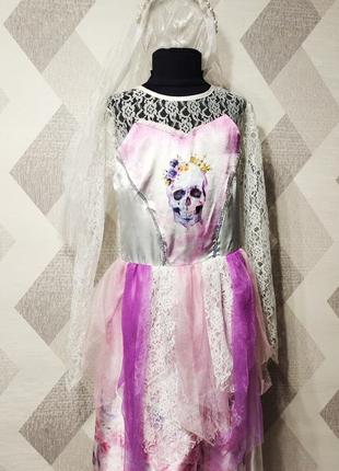Платье невеста скелетик + фата хелловин halloween хеловин7 фото