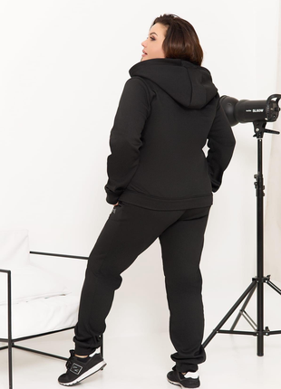 Теплый женский спортивный костюм с начесом, черный2 фото