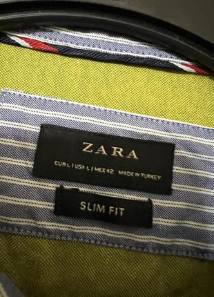 Хлопковая рубашка zara slim fit4 фото