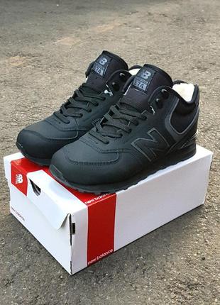 Зимові кросівки new balance 574 boots winter leather black grey8 фото