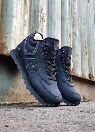 Зимові кросівки new balance 574 boots winter leather black grey10 фото