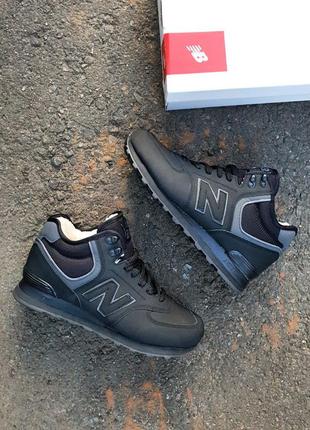 Зимові кросівки new balance 574 boots winter leather black grey6 фото