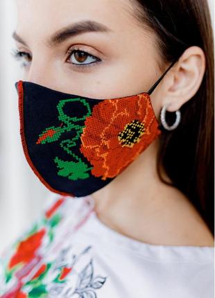 Розпродаж! захисна багаторазова маска вишиванка многоразовая хлопковая маска вышиванка3 фото