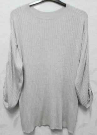 Серебристый свитерок оригинального дизайна ,50-52?, шелковистый стрейчевый трикотаж машинной вязки, f&f2 фото