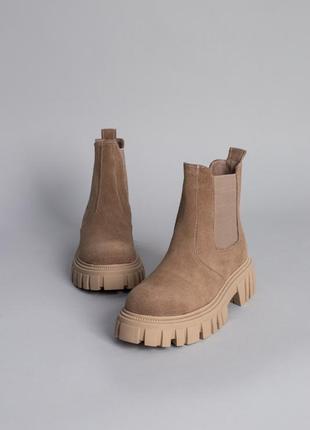 Женские демисезонные замшевые ботинки челси3 фото