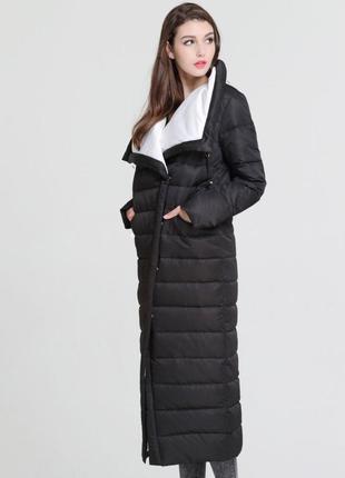 L  (46/48) стильный длинный зимний пуховик пальто одеялко 90% пух basic vogue1 фото