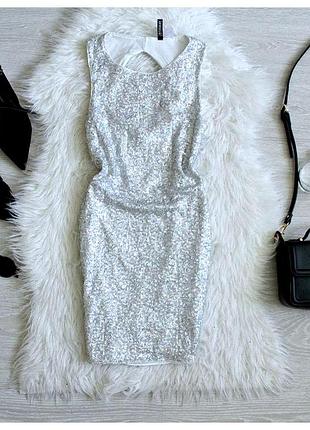 Мини платье в пайетки голографик