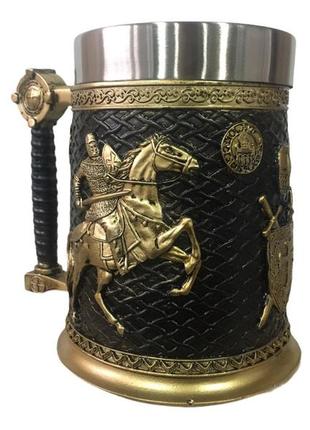 Кухоль чашка 3d skull mug череп пивний кухоль лицар на коні 3d лицарю хрестоносець5 фото