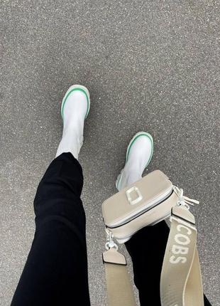 Bottega veneta white green, черевики жіночі, ботинки женские белые, челси женские7 фото