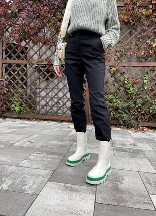 Bottega veneta white green, черевики жіночі, ботинки женские белые, челси женские3 фото