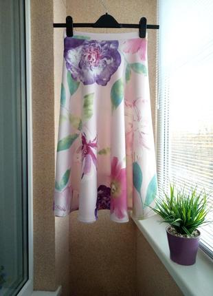 Супер красива спідниця з цупкої тканини в квітковий принт3 фото