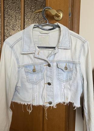 Джинсовка, джинсова укорочена курточка4 фото