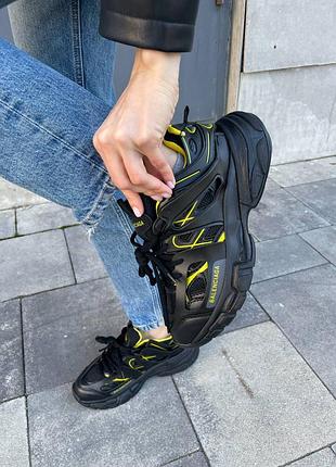Balenc1ag@ track black yellow, кроссовки женские чёрные, кросівки жіночі дни