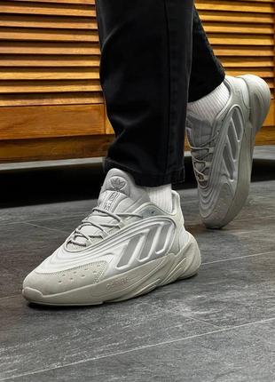 Нові сучасні трендові чоловічі сірі кросівки adidas ozelia original grey two