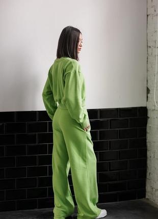 Широкі штани morandi зі стрілками green tea7 фото