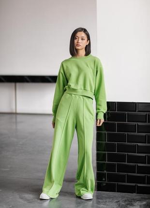 Широкі штани morandi зі стрілками green tea9 фото