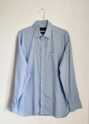 Голубая рубашка в полоску marks&spencer italian fabric