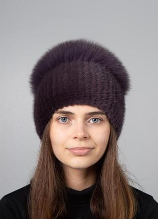 Зимняя норковая женская шапка2 фото