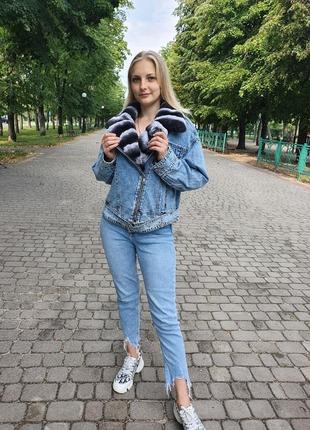 Джинсовка парка з хутром жіноча джинсова куртка шуба парка3 фото