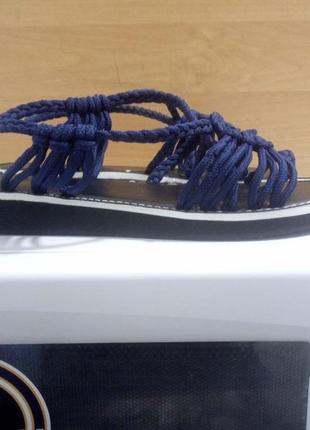 Синие сандалии босоножки веревки1 фото