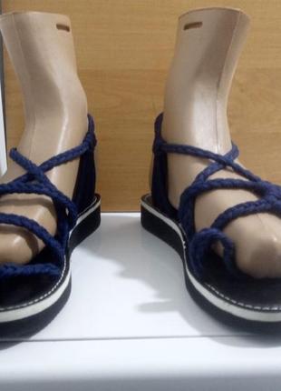 Синие сандалии босоножки веревки8 фото