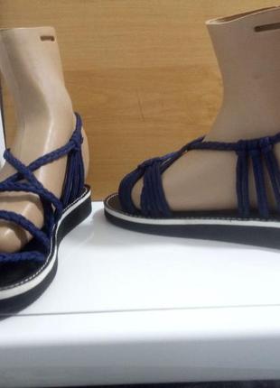 Синие сандалии босоножки веревки2 фото