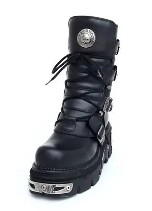 New rock basic boots 373 s4 black черевики чоботи жіночі чоловічі шкіра1 фото