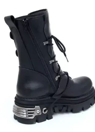 New rock basic boots 373 s4 black черевики чоботи жіночі чоловічі шкіра4 фото