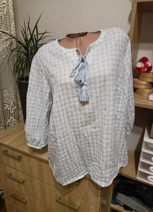 Сорочка натуральна легка в клітинку
