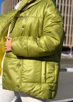 Куртка пуховик короткая пуффер дутик с капюшоном теплая зима осень черная горчица капучино красная лаванда оливка пудра3 фото