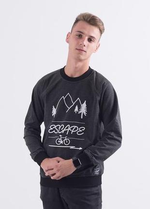 Мужская кофта cвитшот escape - forest anthracite (толстовка, чоловіча кофта)