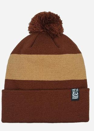 Шапка - urbanplanet - classic pom 3tone brown (зимова\зимова шапка)