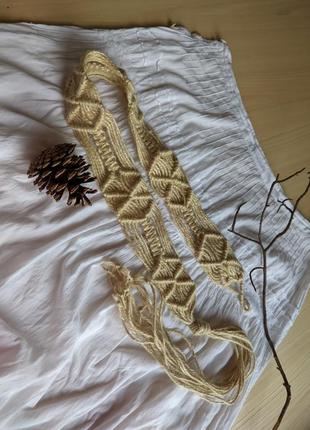 Пояс макраме льняной шнур мешковина плетёный бохо этно