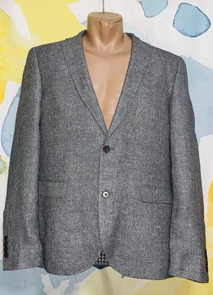 Красивий якісний сірий піджак next signature premium tailoring з яскравою підкладкою1 фото