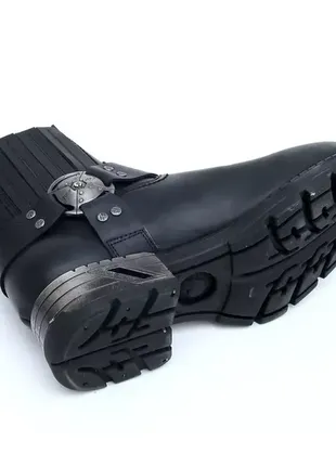 New rock mr007s1 черевики чоботи жіночі чоловічі шкіра нью рок італійський чорний 🔥2 фото