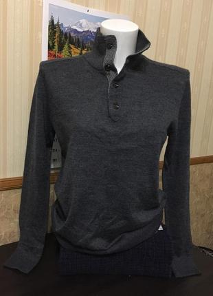 Мужской тёплый свитер mexx 50% шерсть , воротник высокая стойка, застёжки пуговицы, размер м, смотри замеры
