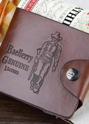 Кошелек "baellerry genuine leather", с тиснением ковбоя, мужской кошелек