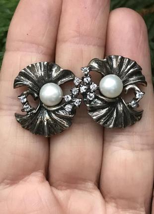 Нові срібні сережки з перлинами, срібло 925 проба