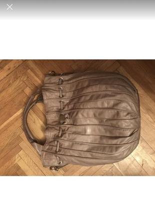 Велика шкіряна італійська сумка мішок3 фото