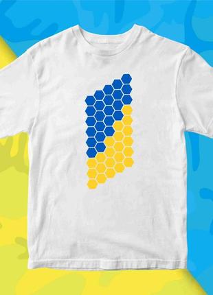 Футболка с патриотическим принтом "сине-желтые соты" push it