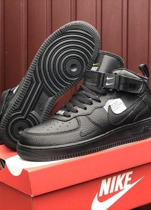 Мужские высокие кожаные кроссовки nike air force #найк2 фото