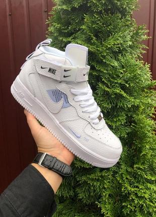 Женские высокие кожаные кроссовки nike air force #найк